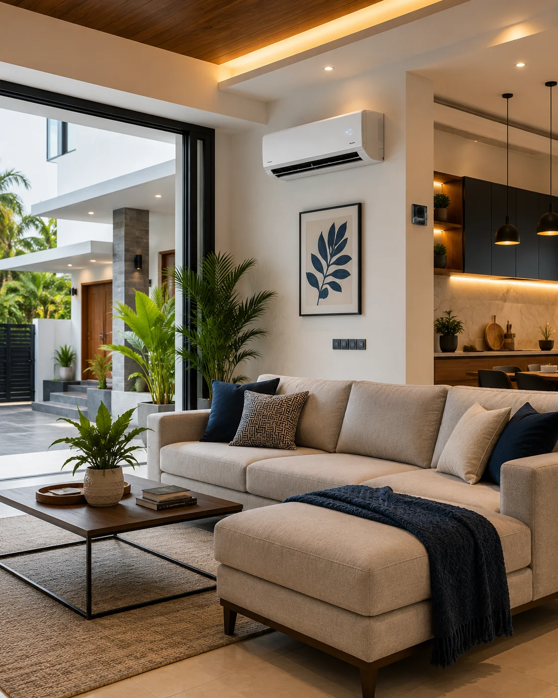Modern home interior and exterior